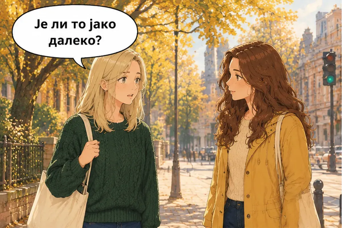 Кадр 9 из 14 к тексту «Идите прямо до светофора»: «Это очень далеко?»