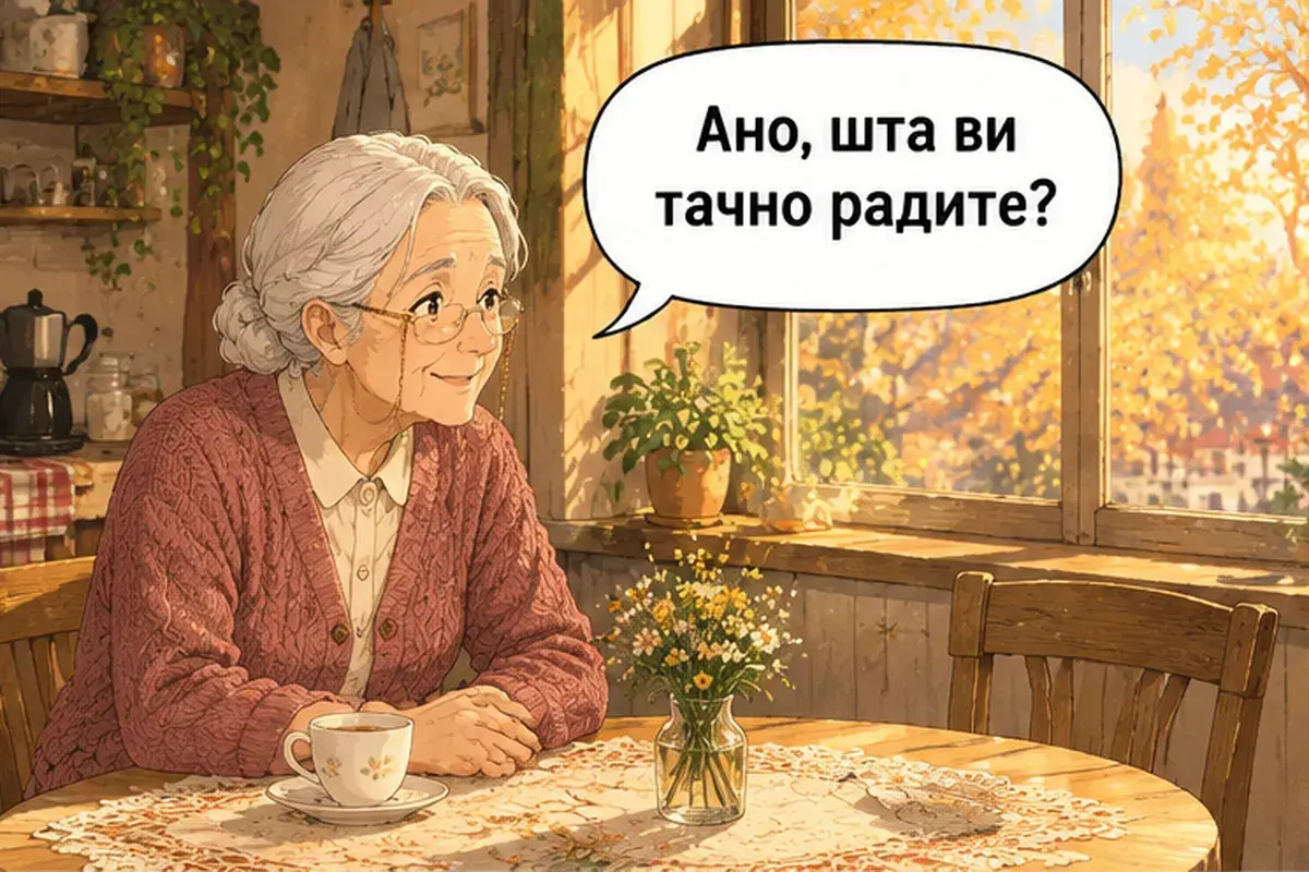 Кадр 1 из 12 к тексту «Аня, а чем вы занимаетесь?»: «Аня, а чем вы, собственно, занимаетесь?»