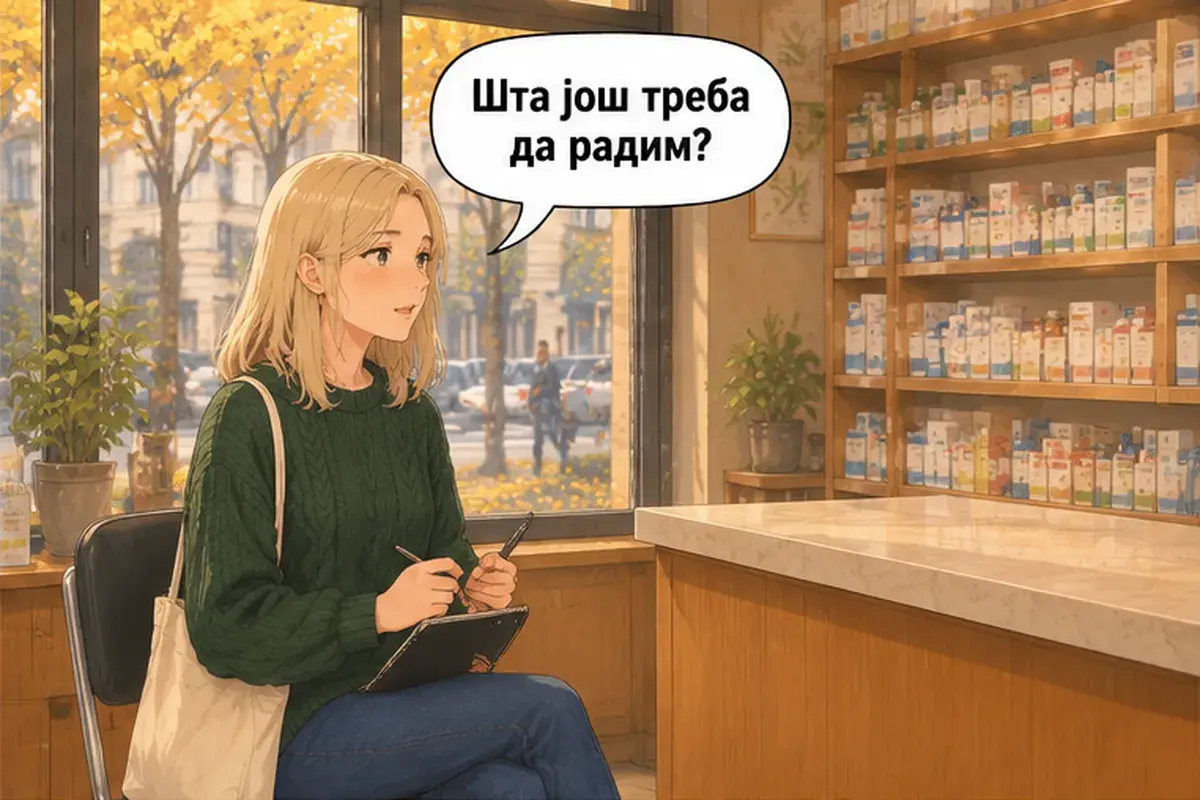 Кадр 14 из 16 к тексту «У меня болит горло»: «А что мне ещё нужно делать?»