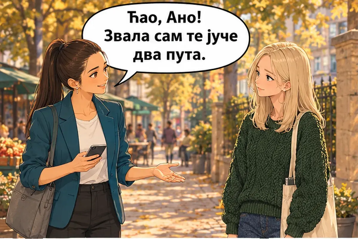 Кадр 1 из 13 к тексту «Я звонила тебе вчера»: «Привет, Аня! Я звонила тебе вчера два раза.»