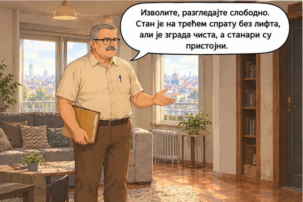 Кадр 3 из 15 к тексту «Электричество вы платите отдельно»: «Пожалуйста, смотрите свободно. Квартира на четвёртом этаже без лифта, но дом чистый, а жильцы приличные.»