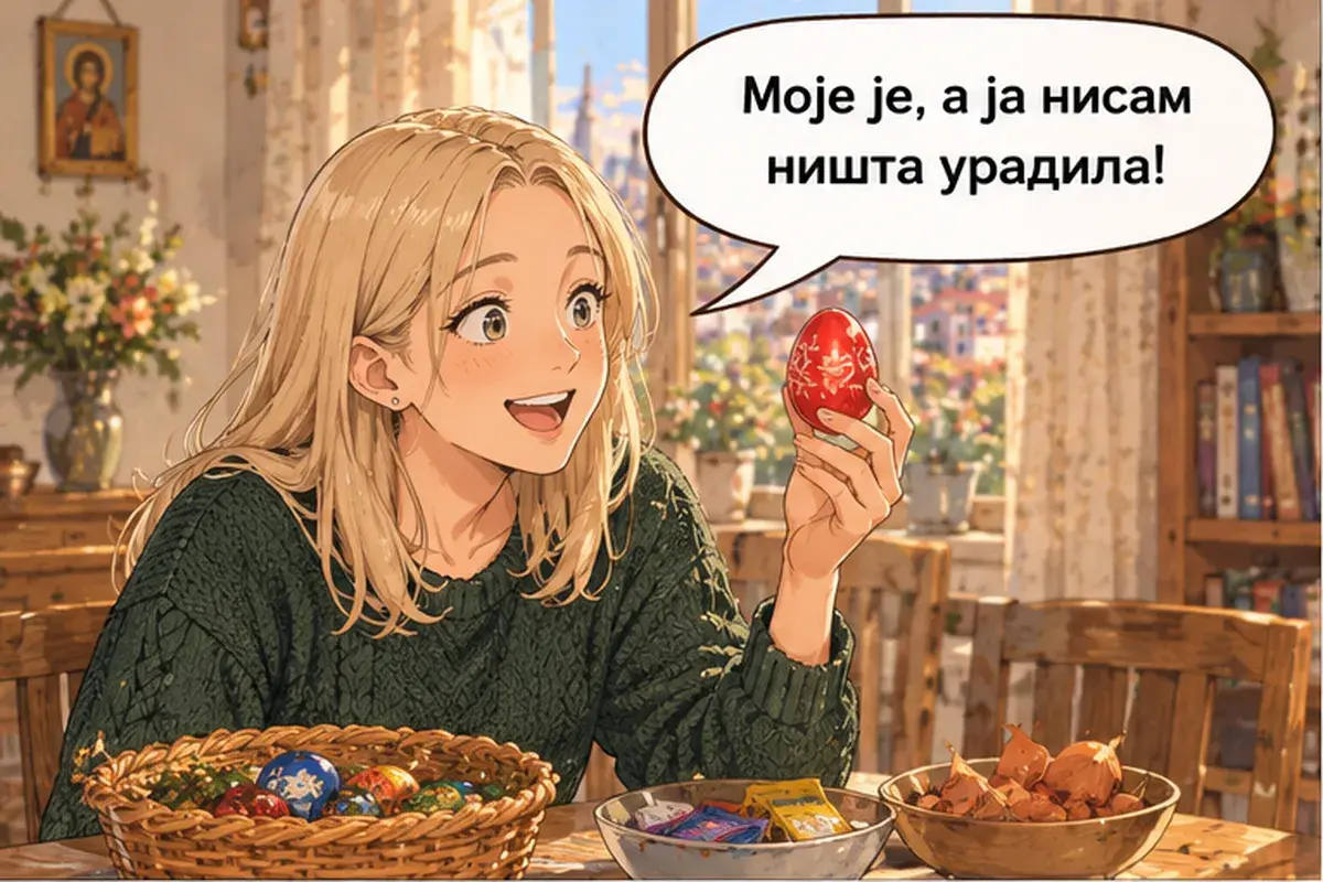 Кадр 9 из 13 к тексту «Чьё это яйцо?»: «Моё, а я ничего не сделала!»
