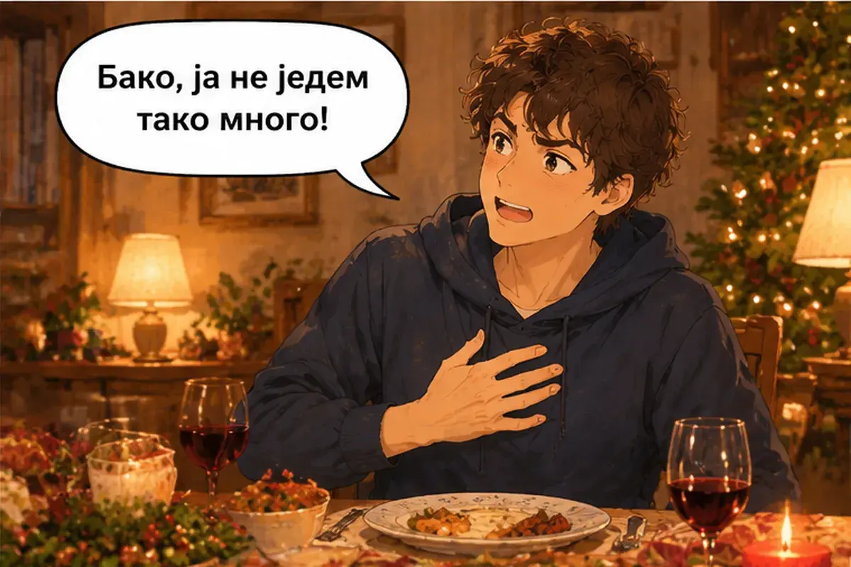 Кадр 12 из 14 к тексту «Почему Рождество седьмого января?»: «Бабушка, я не так много ем!»