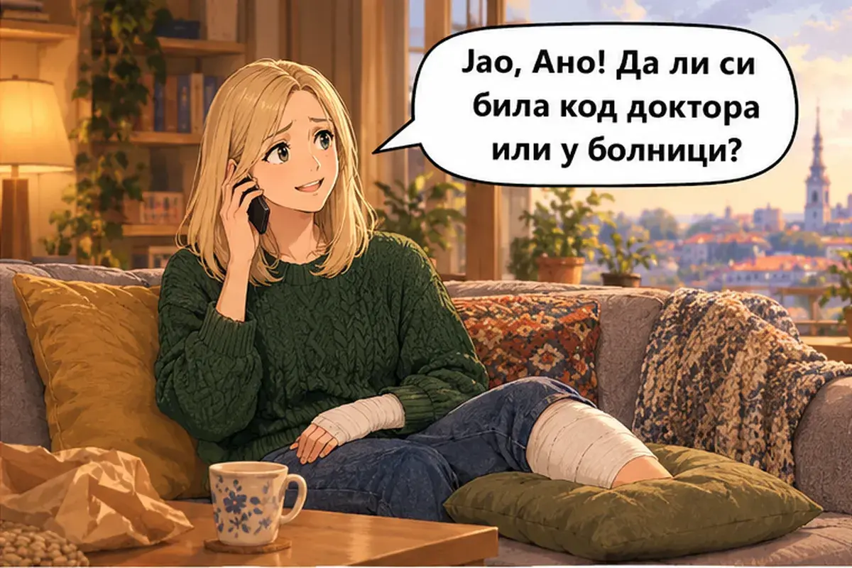 Кадр 2 из 6 к тексту «Мне надо побыть в покое»: «Ой, Аня! Ты была у врача или в больнице?»