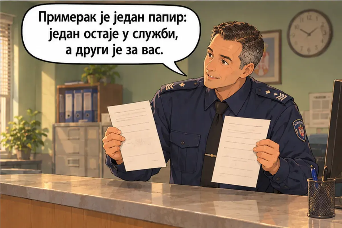 Кадр 12 из 16 к тексту «Я пришла зарегистрировать иностранца»: «Экземпляр — это один лист: один остаётся в службе, а второй для вас.»