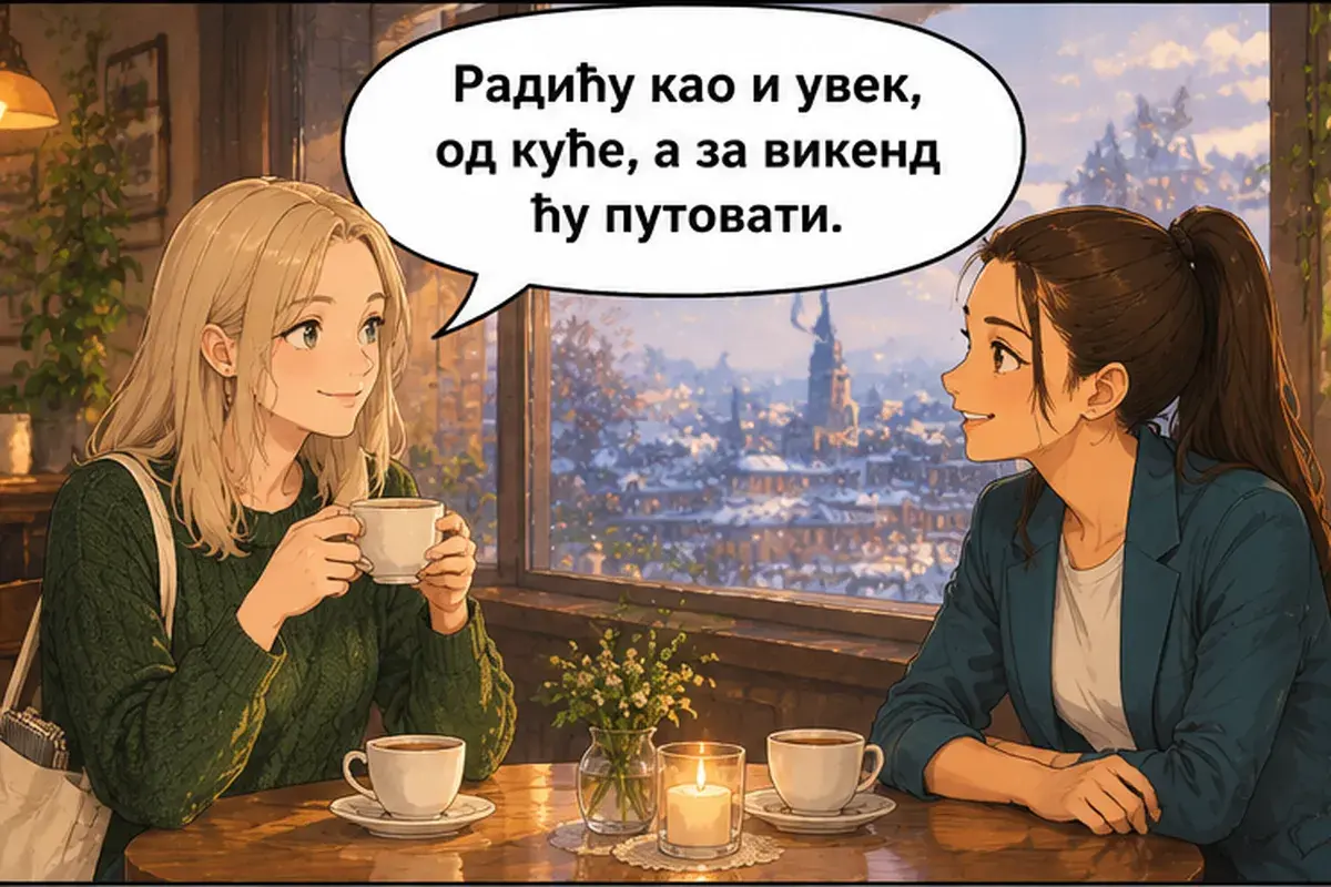 Кадр 2 из 14 к тексту «Что ты будешь делать здесь полгода?»: «Буду работать как обычно, из дома, а на выходные буду ездить.»
