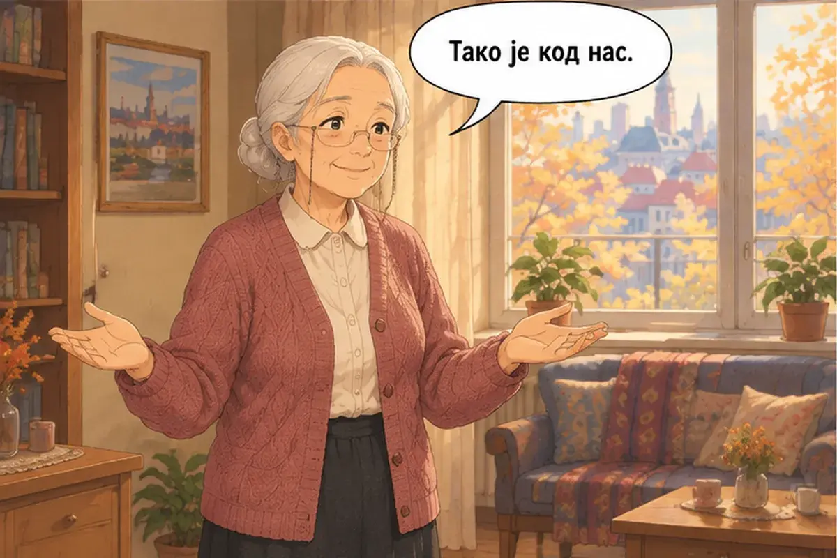 Кадр 11 из 13 к тексту «Проходите, пожалуйста»: «У нас так принято.»