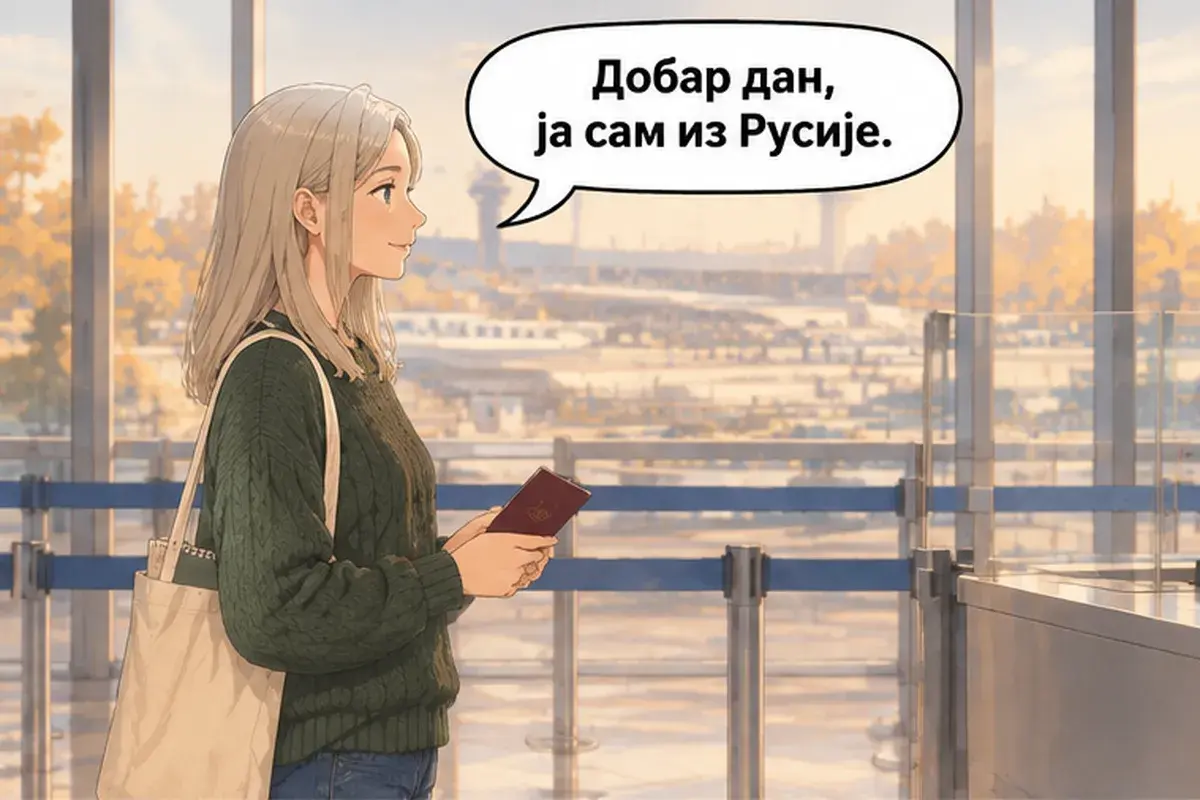 Кадр 2 из 6 к тексту «Добро пожаловать в Сербию»: «Добрый день, я из России.»
