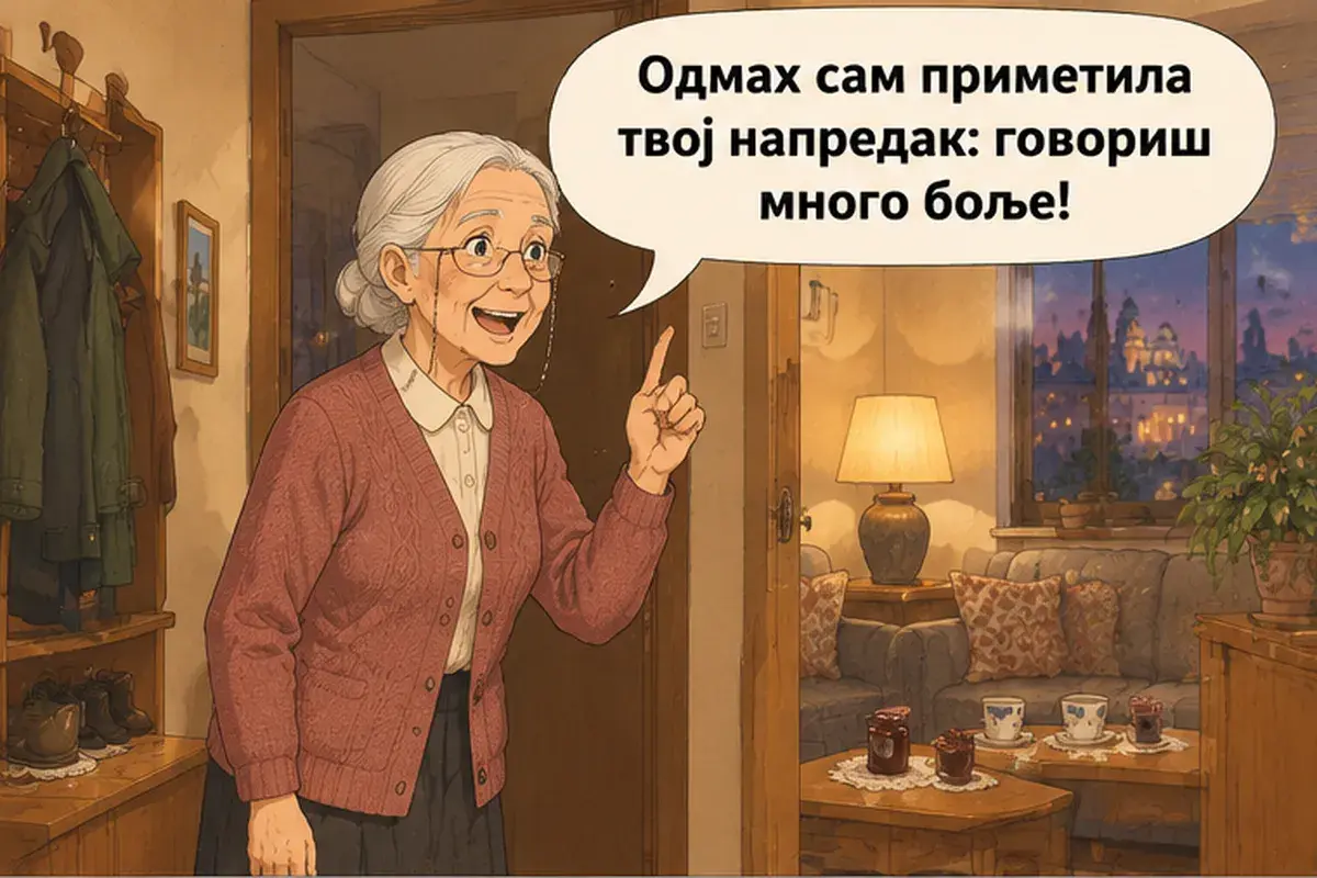 Кадр 5 из 14 к тексту «Давай перейдём на «ты»»: «Я сразу заметила, как ты продвинулась: ты говоришь гораздо лучше!»
