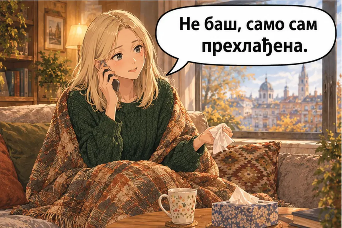 Кадр 3 из 9 к тексту «Сегодня я не смогу прийти»: «Не очень, просто простыла.»