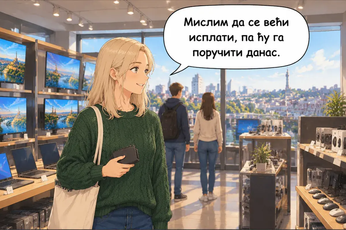 Кадр 13 из 15 к тексту «Этот монитор больше, но и дороже»: «Думаю, что большая окупится, так что закажу её сегодня.»