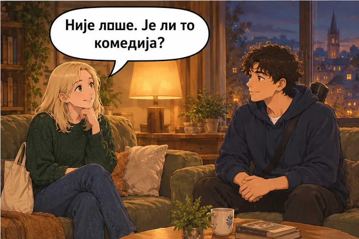Кадр 12 из 13 к тексту «Да ладно, это скучно!»: «Неплохо. Это комедия?»