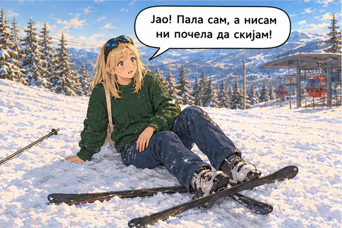 Кадр 11 из 15 к тексту «Не смотри вниз!»: «Ой! Я упала, а даже не начала кататься!»