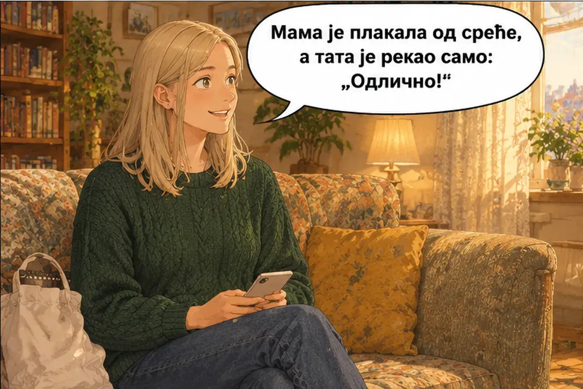 Кадр 4 из 15 к тексту «Я получила работу!»: «Мама плакала от счастья, а папа сказал только: «Отлично!»»