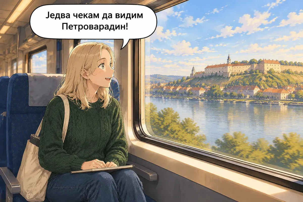 Кадр 15 из 15 к тексту «Когда приеду, где мне тебя ждать?»: «Жду не дождусь, когда увижу Петроварадин!»