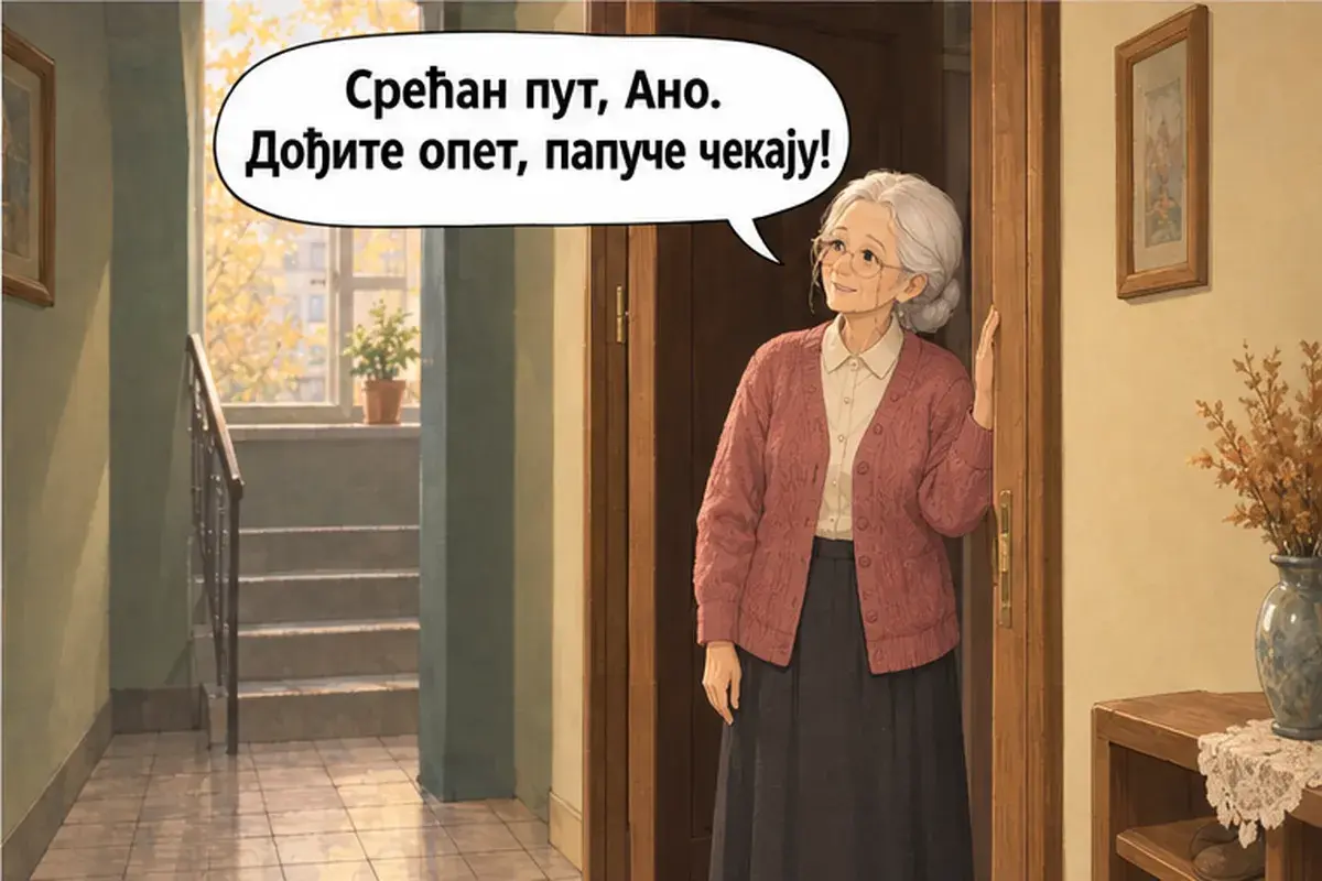 Кадр 8 из 14 к тексту «Счастливого пути! Приезжайте ещё!»: «Счастливого пути, Аня. Приезжайте ещё, тапочки ждут!»
