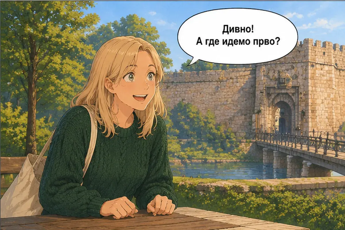 Кадр 4 из 14 к тексту «У нас с тобой всё утро свободно»: «Чудесно! А куда мы идём сначала?»