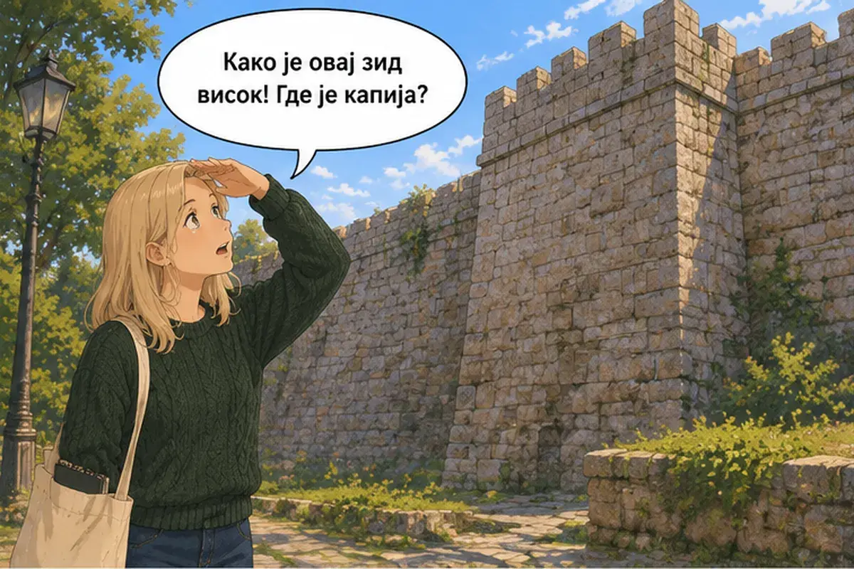 Кадр 6 из 14 к тексту «У нас с тобой всё утро свободно»: «Какая высокая эта стена! Где ворота?»