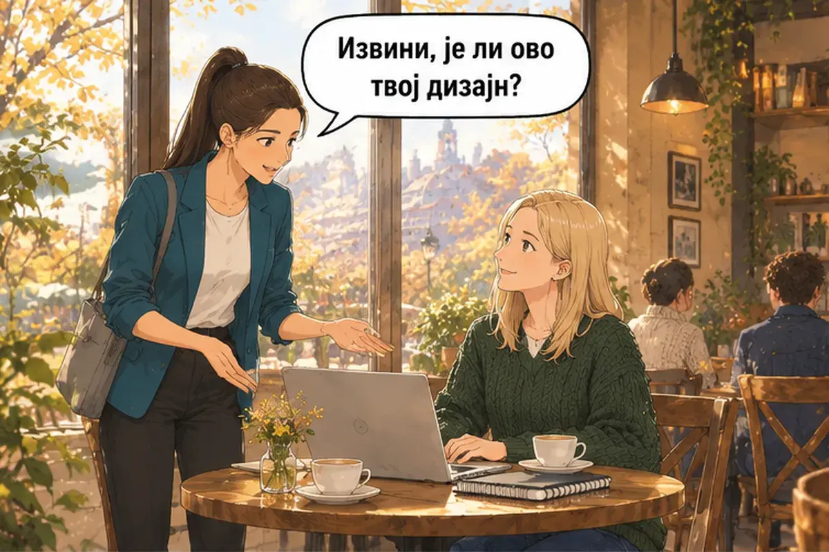 Кадр 1 из 14 к тексту «Извини, это твой дизайн?»: «Извини, это твой дизайн?»