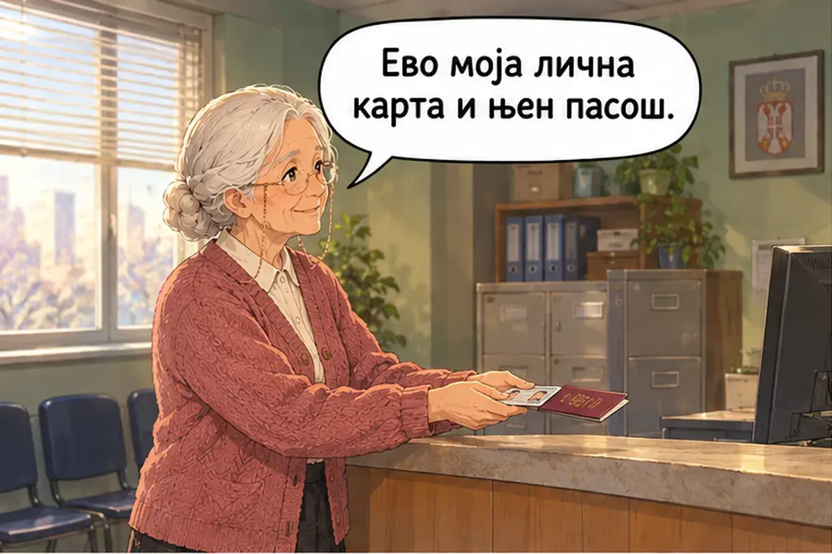 Кадр 5 из 16 к тексту «Я пришла зарегистрировать иностранца»: «Вот моё удостоверение и её паспорт.»