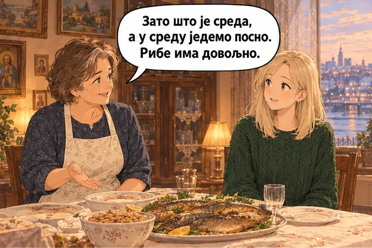 Кадр 10 из 15 к тексту «С праздником славы, хозяин!»: «Потому что среда, а в среду мы едим постное. Рыбы хватает.»