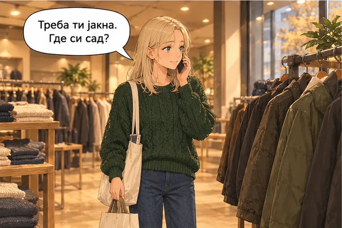 Кадр 3 из 11 к тексту «Синяя или чёрная?»: «Тебе нужна куртка. Где ты сейчас?»