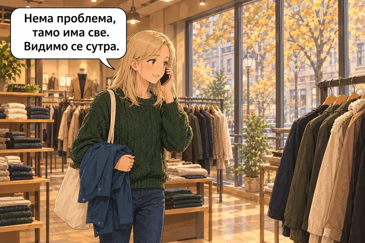 Кадр 11 из 11 к тексту «Синяя или чёрная?»: «Без проблем, там есть всё. Увидимся завтра.»