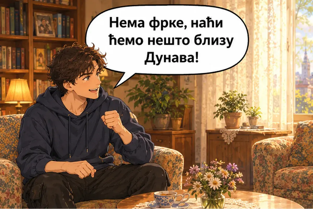 Кадр 9 из 15 к тексту «Я получила работу!»: «Без проблем, найдём что-нибудь рядом с Дунаем!»