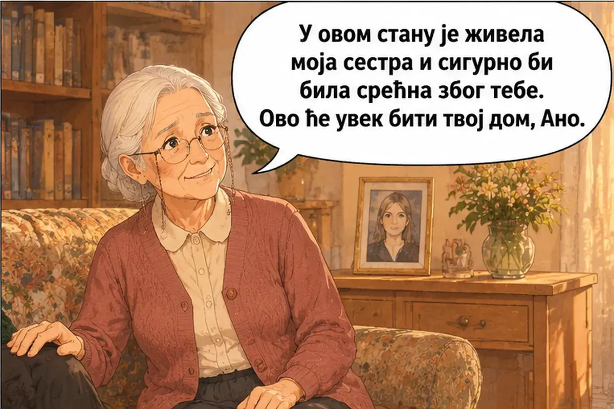 Кадр 12 из 15 к тексту «Я получила работу!»: «В этой квартире жила моя сестра, и она наверняка была бы счастлива за тебя. Это всегда будет твоим домом, Аня.»