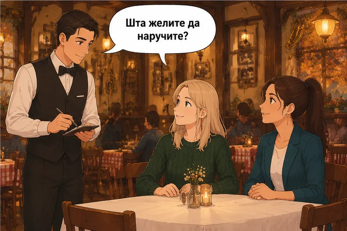 Кадр 4 из 14 к тексту «Что желаете заказать?»: «Что желаете заказать?»