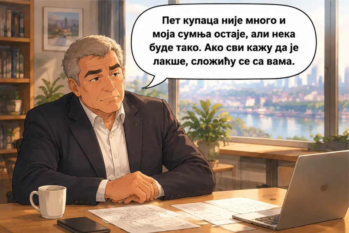 Кадр 11 из 15 к тексту «Покупатель хочет заказать бурек в три шага»: «Пять покупателей — это немного, и мои сомнения остаются, но пусть будет так. Если все скажут, что так проще, я с вами соглашусь.»