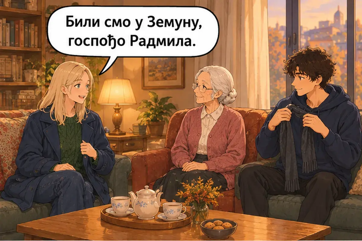 Кадр 2 из 15 к тексту «Где вы были сегодня?»: «Мы были в Земуне, госпожа Радмила.»
