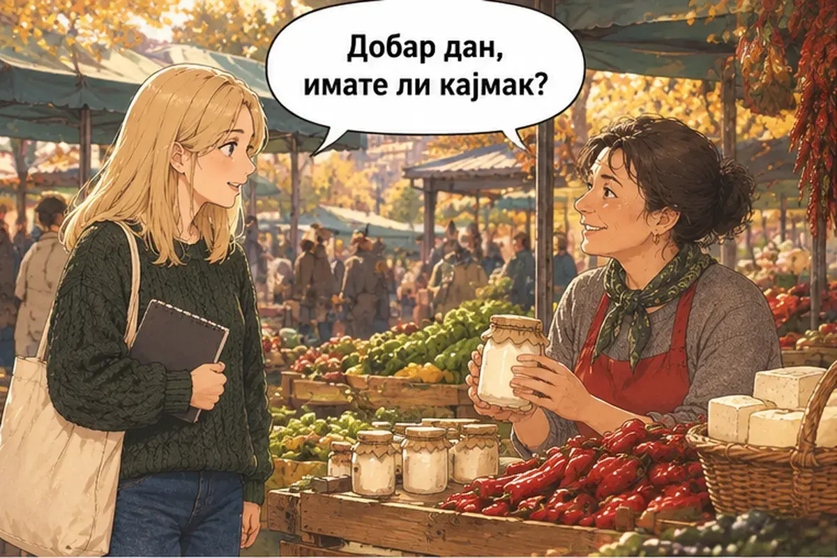 Кадр 1 из 14 к тексту «У вас есть каймак?»: «Добрый день, у вас есть каймак?»