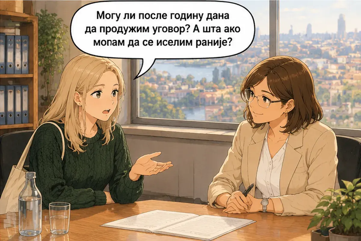 Кадр 4 из 14 к тексту «Будем читать договор пункт за пунктом»: «Могу ли я через год продлить договор? А что, если мне придётся съехать раньше?»