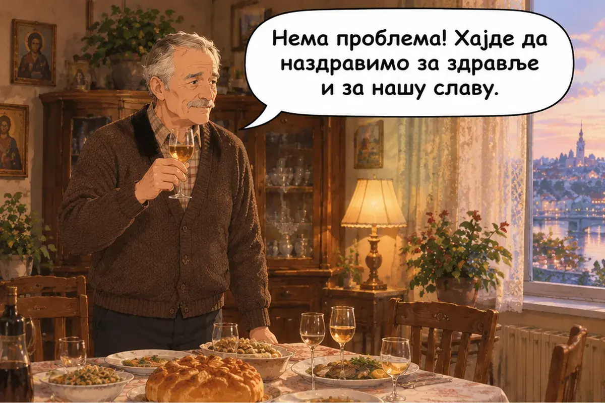 Кадр 13 из 15 к тексту «С праздником славы, хозяин!»: «Без проблем! Давайте выпьем за здоровье и за нашу славу.»