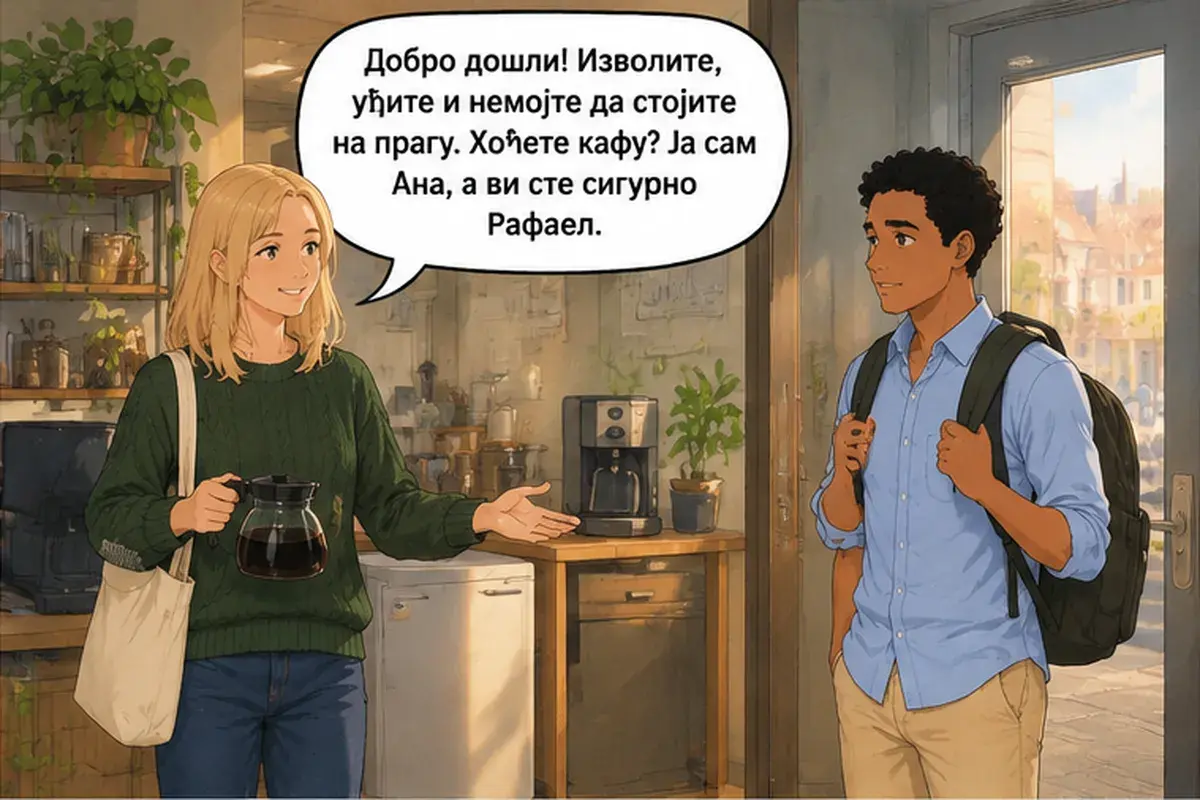 Кадр 2 из 16 к тексту «В команде мы все на «ты»»: «Добро пожаловать! Проходите, заходите и не стойте на пороге. Хотите кофе? Я Аня, а вы, наверное, Рафаэль.»