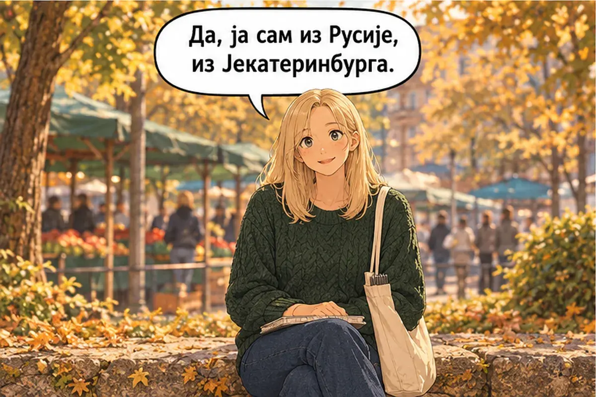 Кадр 3 из 8 к тексту «Откуда вы, из России?»: «Да, я из России, из Екатеринбурга.»