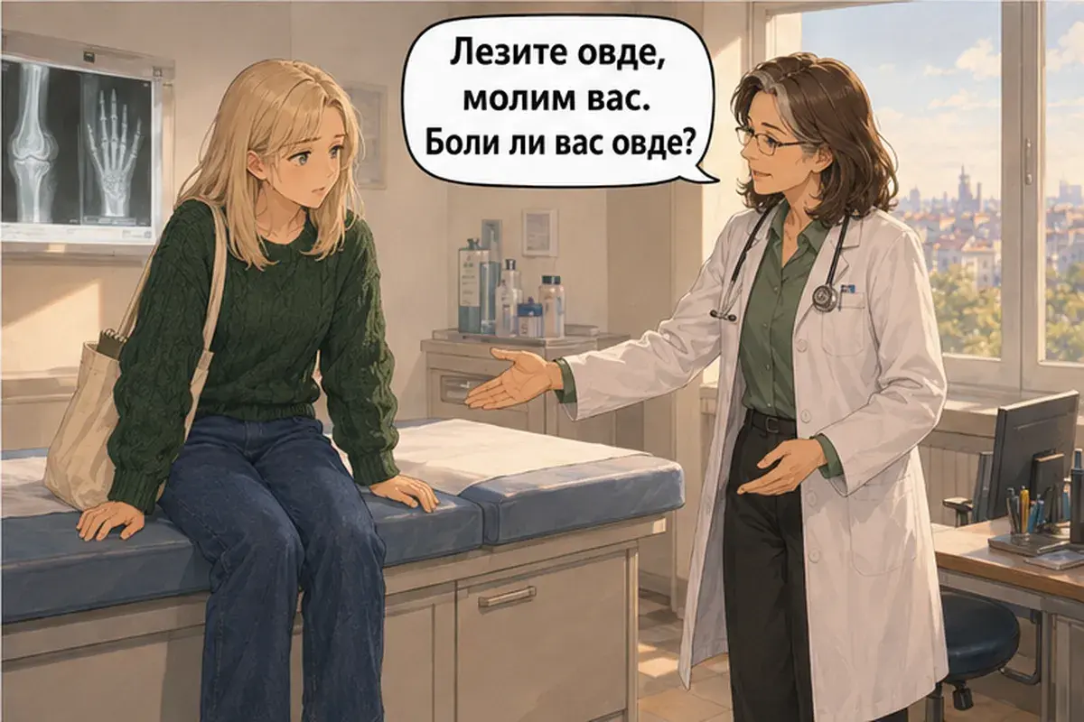 Кадр 4 из 16 к тексту «Я поскользнулась на льду»: «Ложитесь сюда, пожалуйста. Здесь болит?»
