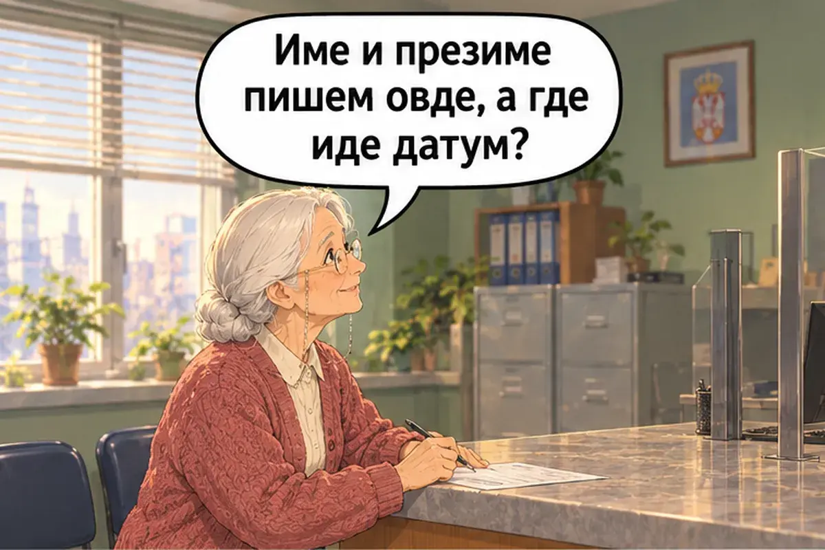 Кадр 13 из 16 к тексту «Я пришла зарегистрировать иностранца»: «Имя и фамилию пишу здесь, а куда идёт дата?»