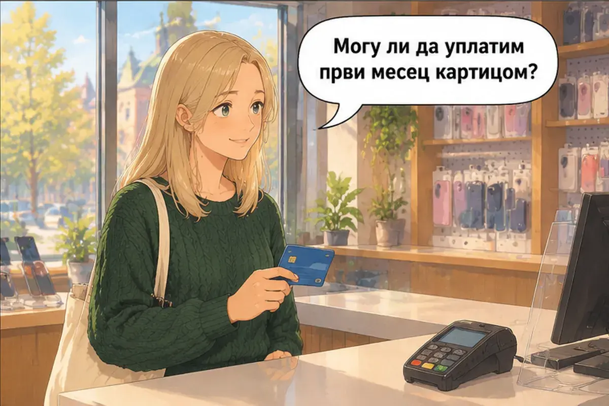 Кадр 12 из 15 к тексту «Мне нужен сербский номер.»: «Можно оплатить первый месяц картой?»