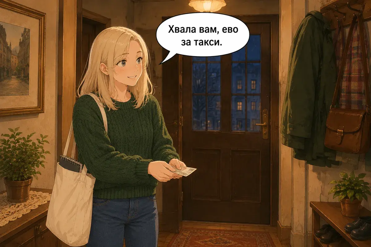 Кадр 15 из 15 к тексту «Ваш телефон у меня»: «Спасибо вам, вот за такси.»