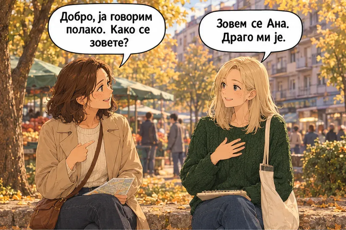 Кадр 6 из 8 к тексту «Откуда вы, из России?»: «Хорошо, я говорю медленно. Как вас зовут?» «Меня зовут Аня. Очень приятно.»
