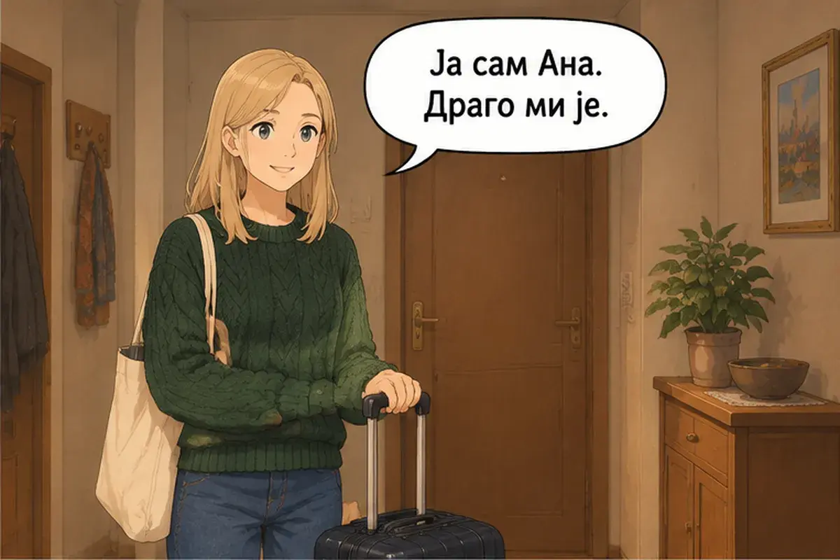 Кадр 2 из 13 к тексту «Проходите, пожалуйста»: «Я Аня. Очень приятно.»