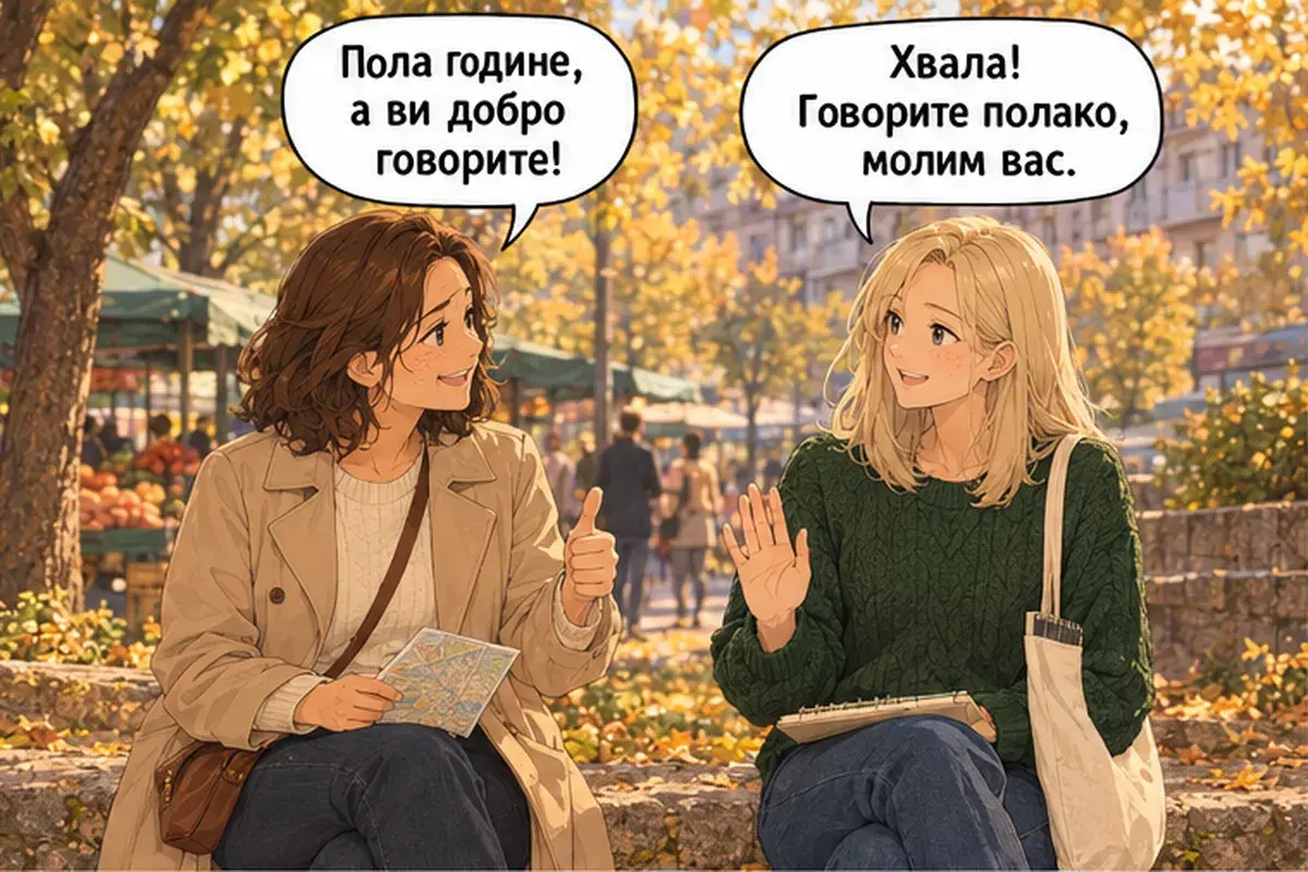 Кадр 5 из 8 к тексту «Откуда вы, из России?»: «Полгода, а вы хорошо говорите!» «Спасибо! Говорите медленно, пожалуйста.»