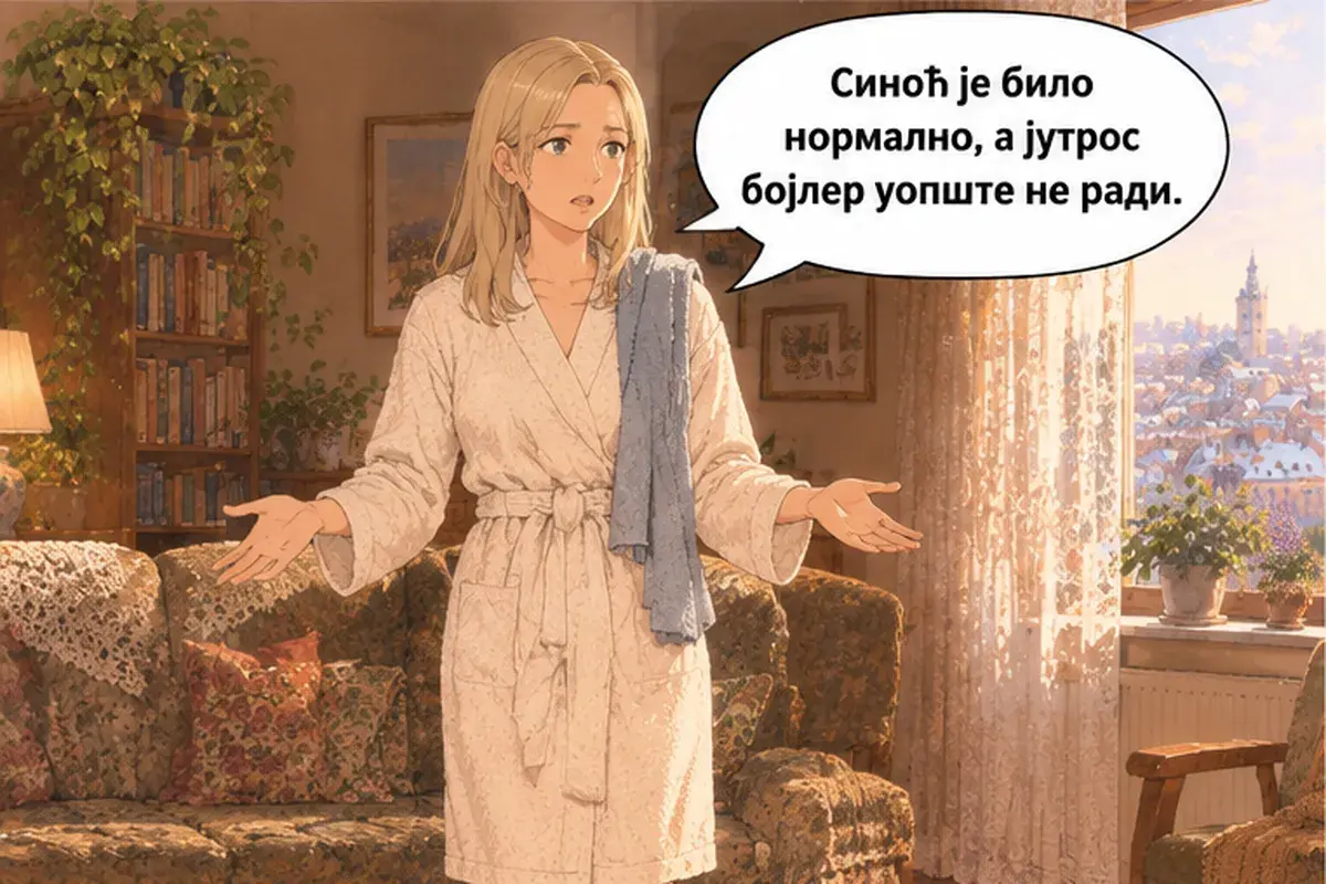 Кадр 3 из 15 к тексту «Никто не отвечает»: «Вчера вечером было нормально, а сегодня утром бойлер вообще не работает.»