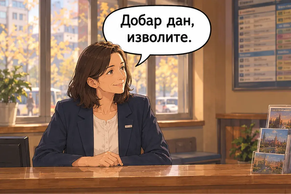 Кадр 1 из 12 к тексту «Как доехать до центра?»: «Добрый день, слушаю вас.»