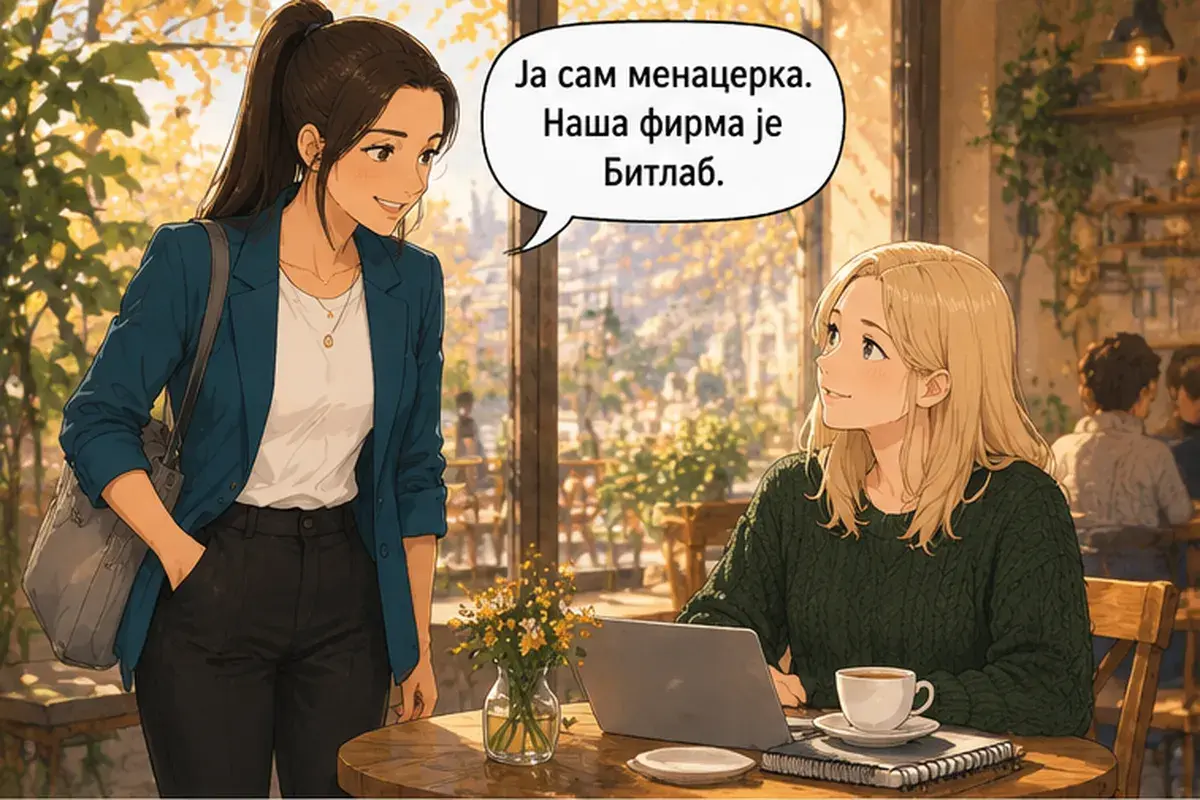 Кадр 5 из 14 к тексту «Извини, это твой дизайн?»: «Я менеджер. Наша фирма — «Битлаб».»